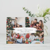 Minimalistische Elegante Kerst Eenvoudige 4 Foto Feestdagenkaart (Staand voorkant)
