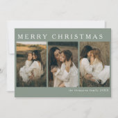 Minimalistische Elegante Kerst Eenvoudige 4 Foto W Feestdagenkaart (Voorkant)