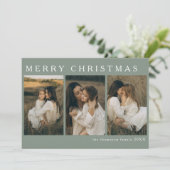 Minimalistische Elegante Kerst Eenvoudige 4 Foto W Feestdagenkaart (Staand voorkant)