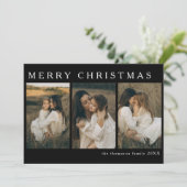 Minimalistische Elegante Kerst Eenvoudige 4 Foto Z Feestdagenkaart (Staand voorkant)