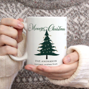 Minimalistische Elegante Kerstboom Sneeuwvlokken Mok