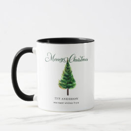 Minimalistische elegante kerstboom Waterverf Mok