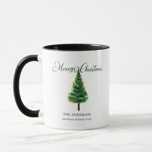 Minimalistische elegante kerstboom Waterverf Mok (Links)