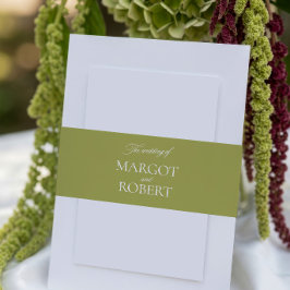 Minimalistische Elegante Klassieke Olijfgroene Tro Uitnodigingen Wikkel