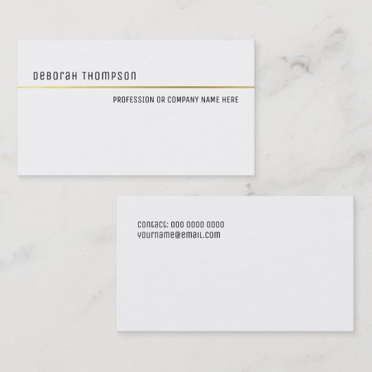 Minimalistische elegante klassieke wit en schone p visitekaartje (Voorkant / Achterkant)