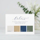 Minimalistische elegante kleuren kledij bruiloft informatiekaartje (Staand voorkant)