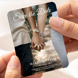 Minimalistische Elegante Koppel Foto Save The Date Magneet