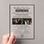 Minimalistische elegante  krant bruiloft acryl uitnodigingen (Insitu (Draagbaar))