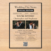 Minimalistische elegante  krant bruiloft acryl uitnodigingen (Voorkant)