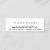 Minimalistische elegante leraar Engels Mini Visitekaartje (Achterkant)