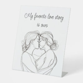 Minimalistische Elegante Lesbische Kus Reclamebord Met Voetstuk