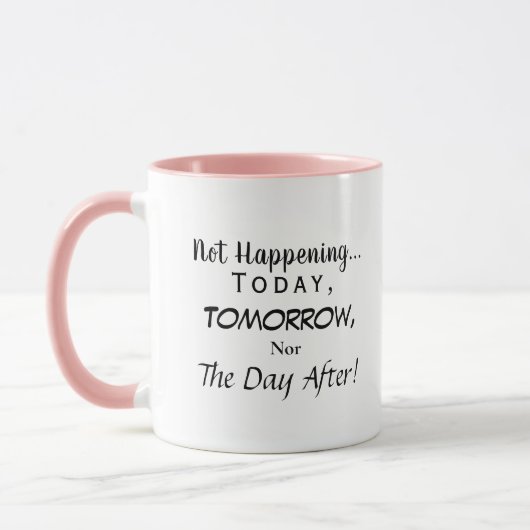 Minimalistische, elegante, leuke procrastinator ty mok (Links)