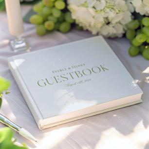 Minimalistische Elegante Lichtblauw & Sage Green W Gastenboek