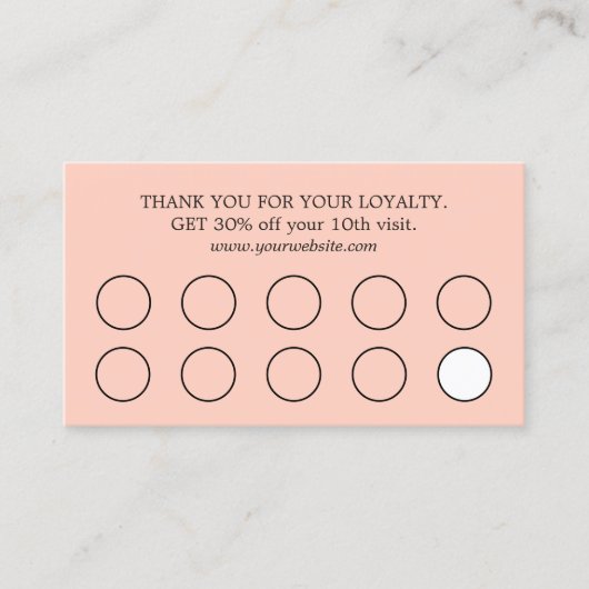 Minimalistische Elegante Lichte Pastel 10 Salon Klantenkaartje (Voorkant)