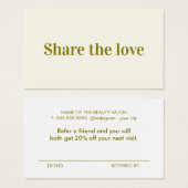 Minimalistische elegante lichtgele olijf visitekaartje (Voorkant /achterkant)