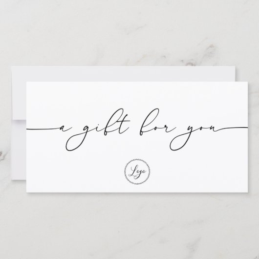 Minimalistische Elegante Logo Cadeaubon (Voorkant)