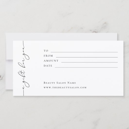 Minimalistische Elegante Logo Cadeaubon (Achterkant)