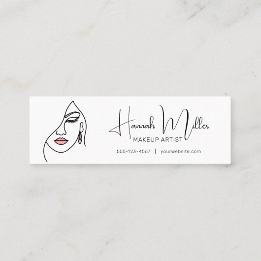 Minimalistische elegante make-up artist gezicht Lo Mini Visitekaartje (Achterkant)