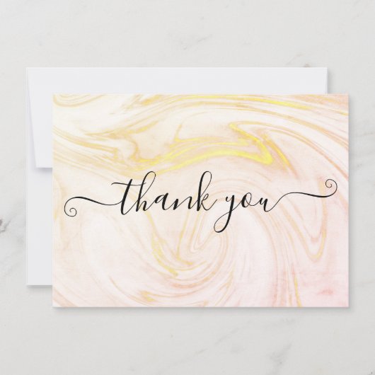 Minimalistische Elegante Marmer Script Bedankkaart (Voorkant)