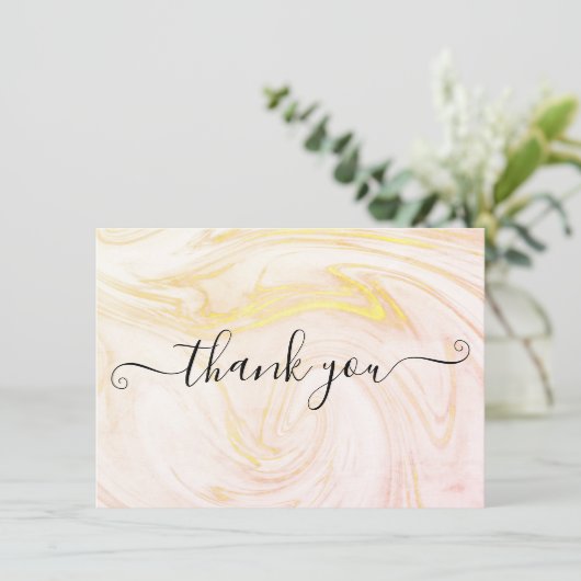 Minimalistische Elegante Marmeren Script Bedankkaart (Staand voorkant)