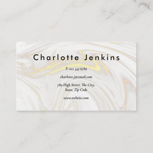 Minimalistische Elegante Marmeren Zakelijk Visitekaartje (Achterkant)