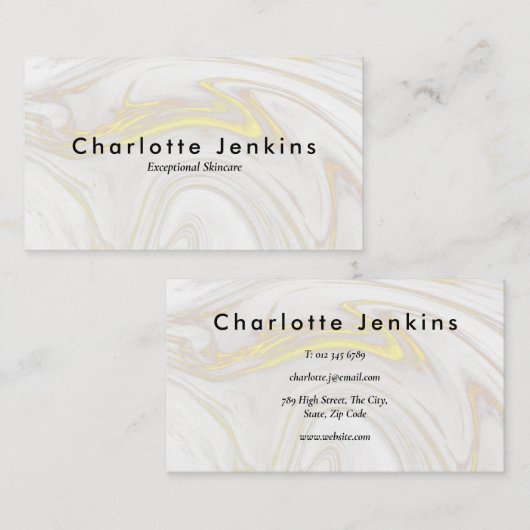 Minimalistische Elegante Marmeren Zakelijk Visitekaartje (Voorkant / Achterkant)
