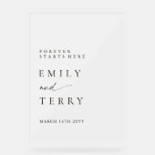 Minimalistische elegante moderne bruiloft welkom F Acryl Bord (Voorkant)