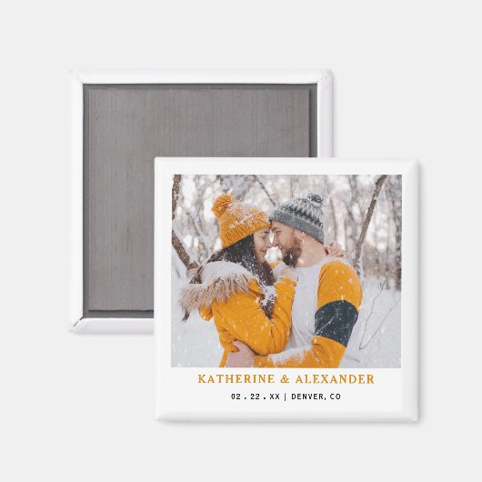 Minimalistische Elegante Moderne Foto Save The Dat Magneet (Voorkant / Achterkant)