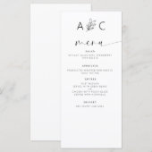 Minimalistische elegante moderne huwelijksreceptie menu (Voorkant / Achterkant)