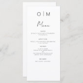 Minimalistische elegante moderne huwelijksreceptie menu (Voorkant / Achterkant)