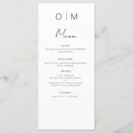 Minimalistische elegante moderne huwelijksreceptie menu