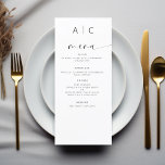 Minimalistische elegante moderne huwelijksreceptie menu<br><div class="desc">Introductie van onze minimalistische zwart-wit moderne huwelijksmenu, een verfijnde en elegante toevoeging aan uw huwelijksdecor dat het moderne ontwerp perfect in evenwicht brengt met tijdloze verfijning. Gemaakt met precisie en oog voor minimalistische esthetiek, zijn deze menu's ontworpen om uw eetervaring te verhogen en een blijvende indruk te geven op uw...</div>