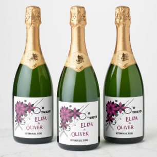 Minimalistische elegante moderne luxe bordeauxroos sparkling wijnetiket