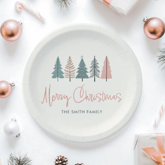 Minimalistische Elegante Moderne Prettig Kerstfees Papieren Bordje