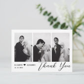 Minimalistische elegante moderne ritssluiting 4 fo bedankkaart (Staand voorkant)