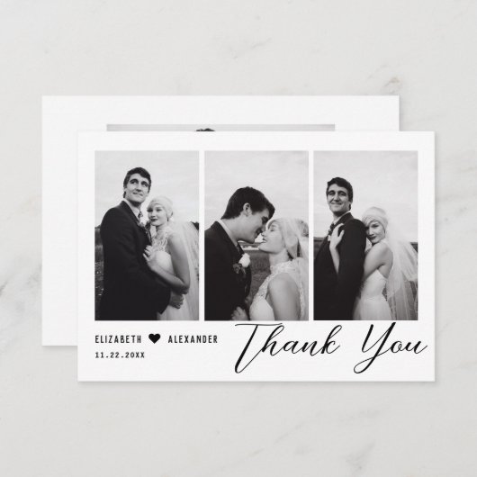 Minimalistische elegante moderne ritssluiting 4 fo bedankkaart (Voorkant / Achterkant)