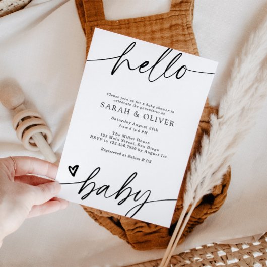 Minimalistische Elegante Moderne Script Baby Showe Kaart