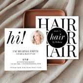 Minimalistische Elegante Moderne Zwarte Haar Styli Vierkante Visitekaartje