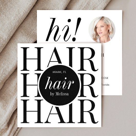 Minimalistische Elegante Moderne Zwarte Haar Styli Vierkante Visitekaartje