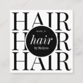 Minimalistische Elegante Moderne Zwarte Haar Styli Vierkante Visitekaartje (Voorkant)