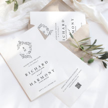 Minimalistische Elegante Monogram Bladkrans Bruilo