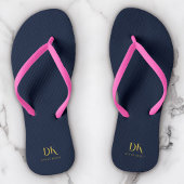 Minimalistische Elegante Monogram Navyblauw Gouden Teenslippers