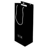 Minimalistische Elegante Monogram Wijn Cadeautas (Voorkant Gekanteld)