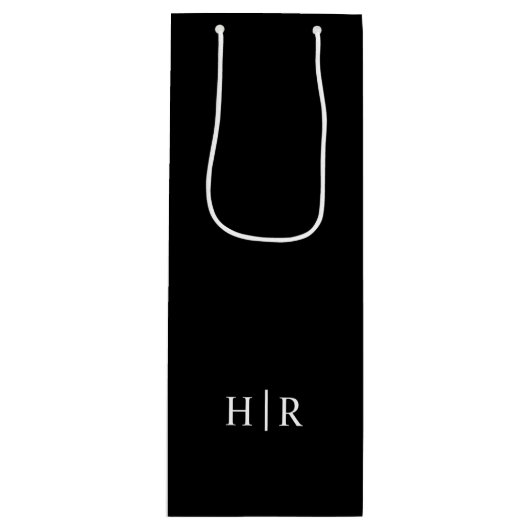 Minimalistische Elegante Monogram Wijn Cadeautas (Voorkant)