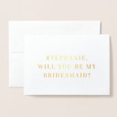 Minimalistische elegante naam Bridesmaid-Kaart Folie Kaarten (Voorkant met envelop)