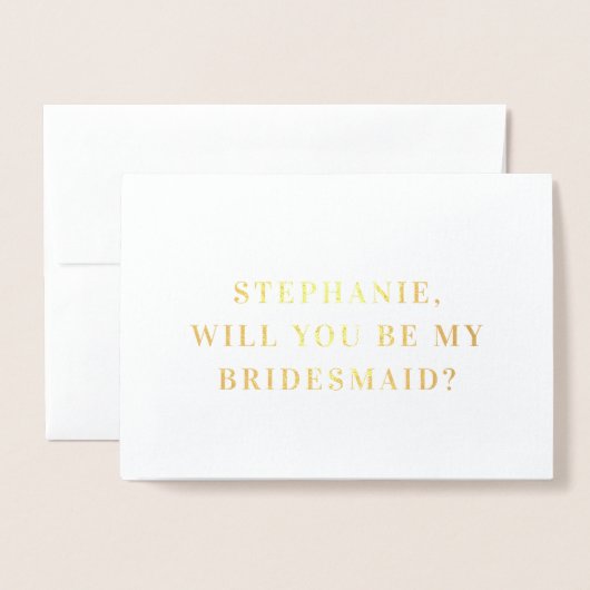 Minimalistische elegante naam Bridesmaid-Kaart Folie Kaarten (Voorkant met envelop)