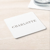 Minimalistische elegante naam voor klassieke profe kartonnen onderzetters (Schuin)