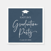Minimalistische elegante Navy Blue Graduation Part Servet (Voorkant)