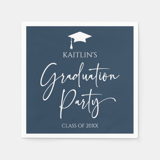 Minimalistische elegante Navy Blue Graduation Part Servet (Voorkant)