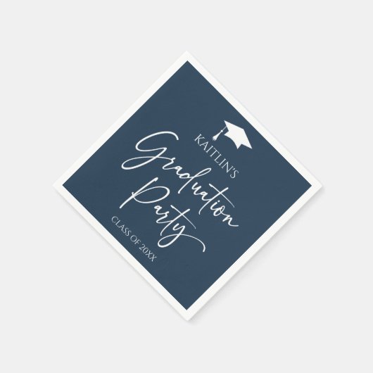 Minimalistische elegante Navy Blue Graduation Part Servet (Hoek)